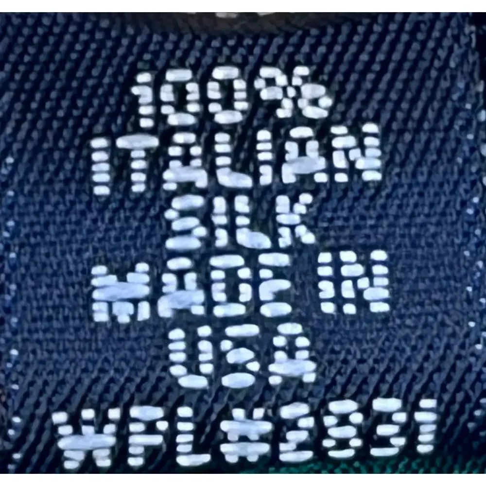 Tommy Hilfiger Silk Necktie Blue Black Colorblock Crest Logo USA Mens Tie